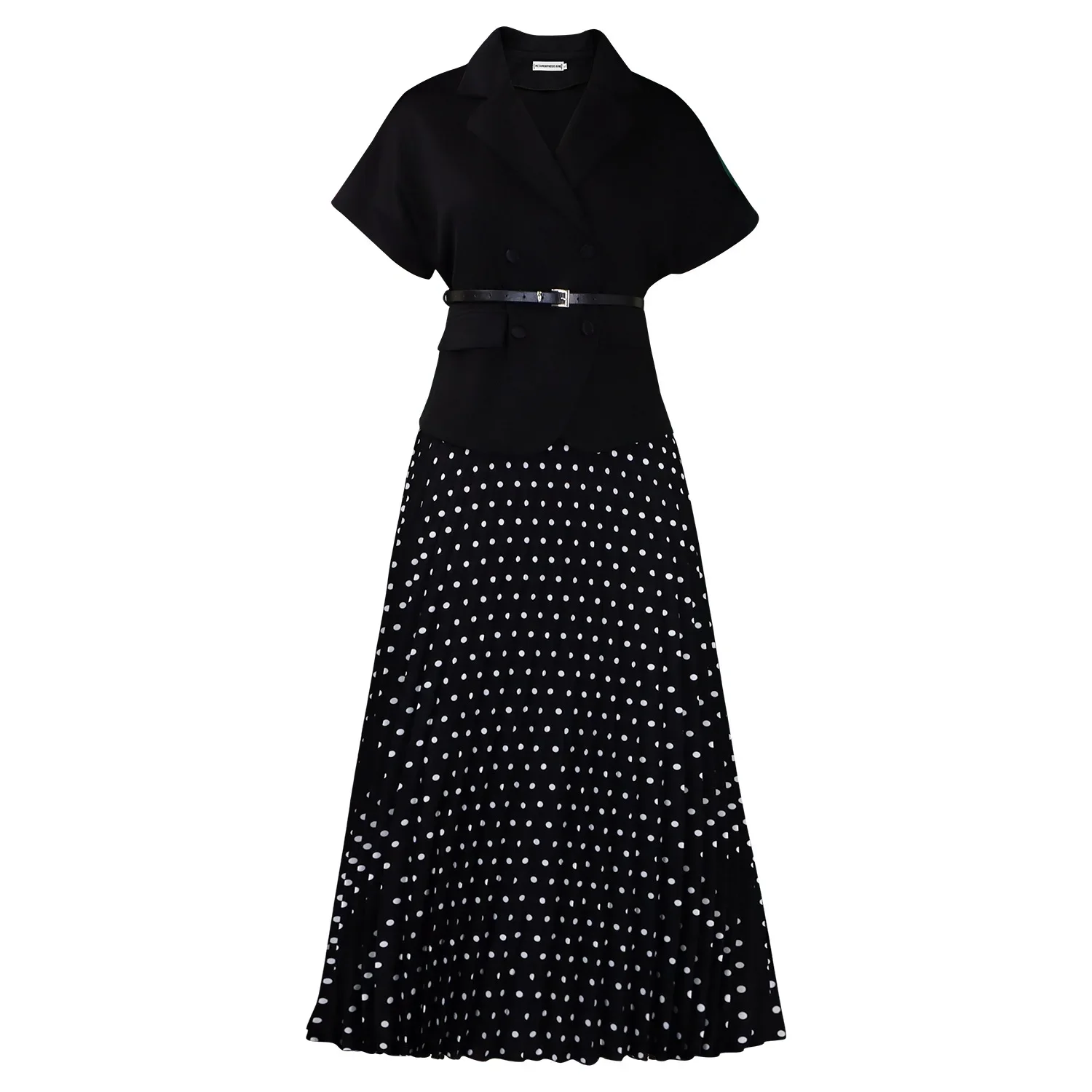 Women's Summer Formal Collar Suit Short-Sleeved Top Polka Dot Pleated Midi Skirt Set Elegant Business Casual Outfit
Women's Summer Formal Collar Suit Short-Sleeved Top Polka Dot Pleated Midi Skirt Set Elegant Business Casual Outfit