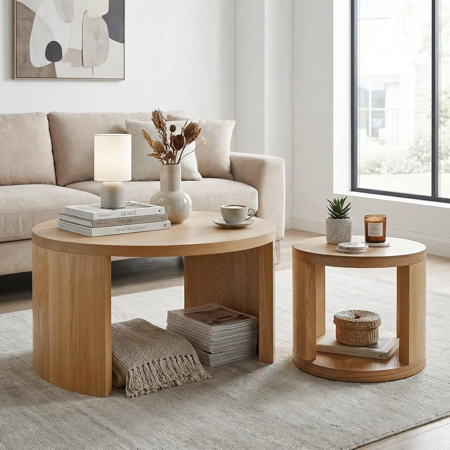 Nesting Coffee Table Set Storage Modern Wood Center Table Living Room Apartment 31.5"&18" Natural, Customized
Nesting Coffee Table Set Storage Modern Wood Center Table Living Room Apartment 31.5"&18" Natural, Customized