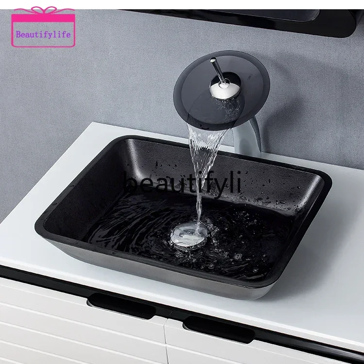 YL Nordic bathroom tempered gla wash basin modern simple stage basin art washbasin household pure black
YL Nordic bathroom tempered gla wash basin modern simple stage basin art washbasin household pure black