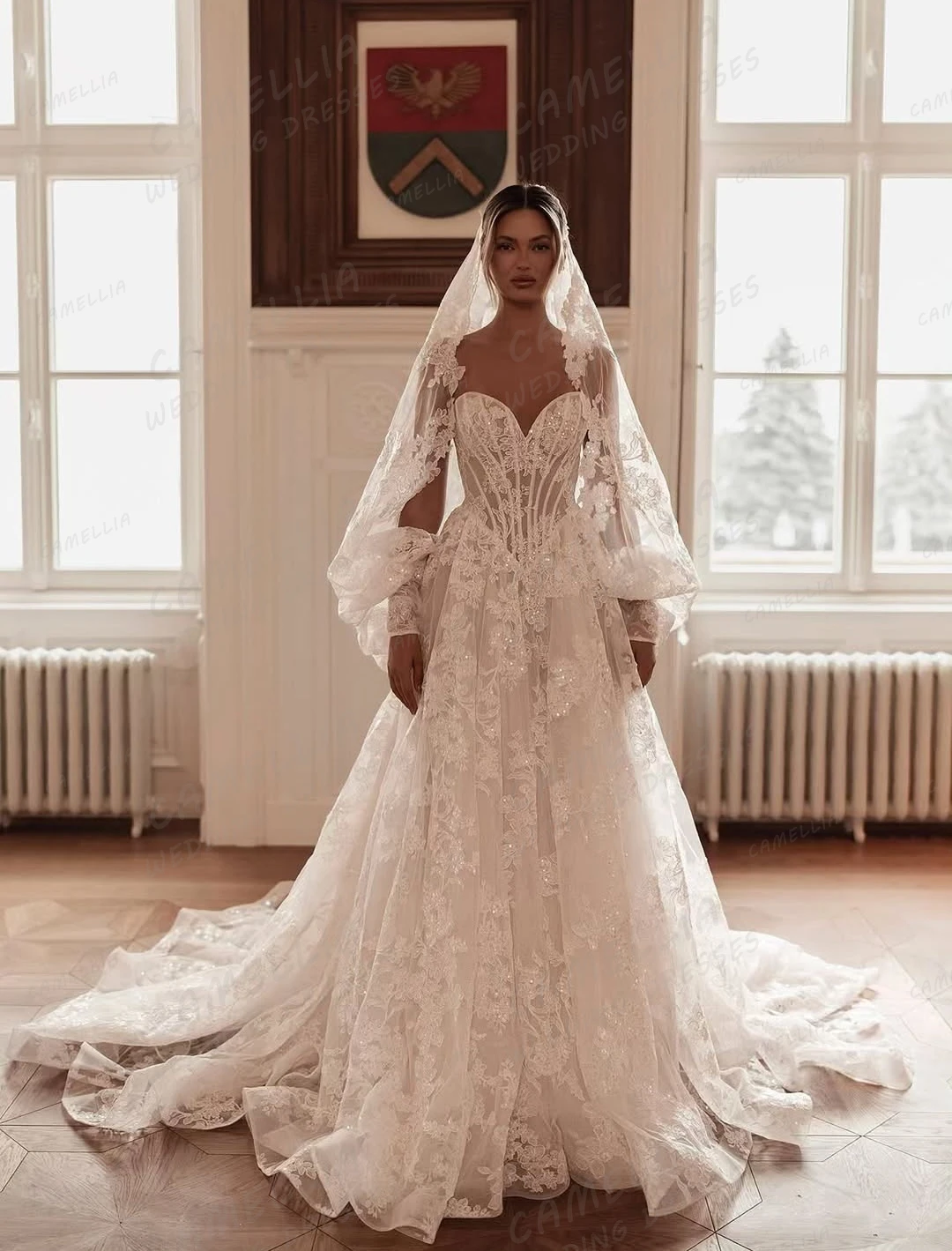 Luxury Lace Wedding Dresses Women's A Line Sexy Long Sleeve Appliques Bridal Gowns Customized свадебное платье
Luxury Lace Wedding Dresses Women's A Line Sexy Long Sleeve Appliques Bridal Gowns Customized свадебное платье