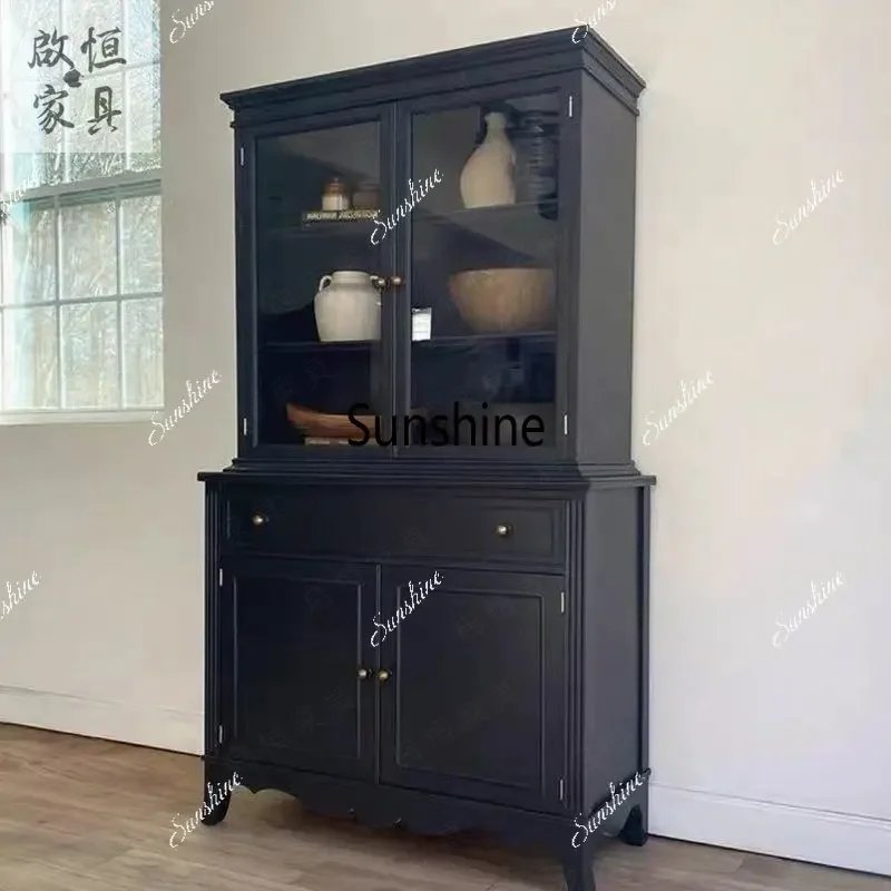 Y.French retro solid wood dining side cabinet, glass door, living room, integrated storage against the wall
Y.French retro solid wood dining side cabinet, glass door, living room, integrated storage against the wall