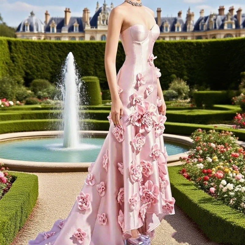 Prom Dress Sweetheart 3D-Flowers Pink Elegant Party Dresses Stain Sleeveless Celebrity Gowns for Woman Customized
Prom Dress Sweetheart 3D-Flowers Pink Elegant Party Dresses Stain Sleeveless Celebrity Gowns for Woman Customized