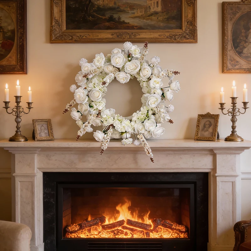 Artificial Rose Flower Wreath, Faux Floral Wreath with Hydrangea Dried Accents, Wedding Home Door Wall Decor for Bridal Shower
Artificial Rose Flower Wreath, Faux Floral Wreath with Hydrangea Dried Accents, Wedding Home Door Wall Decor for Bridal Shower