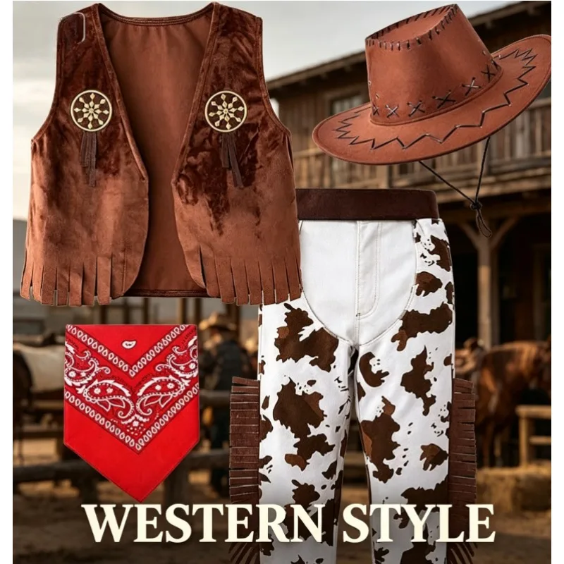 Children's Performance Costumes Boys' Western Cowboys 4-piece Halloween Character Performance Costumes
Children's Performance Costumes Boys' Western Cowboys 4-piece Halloween Character Performance Costumes