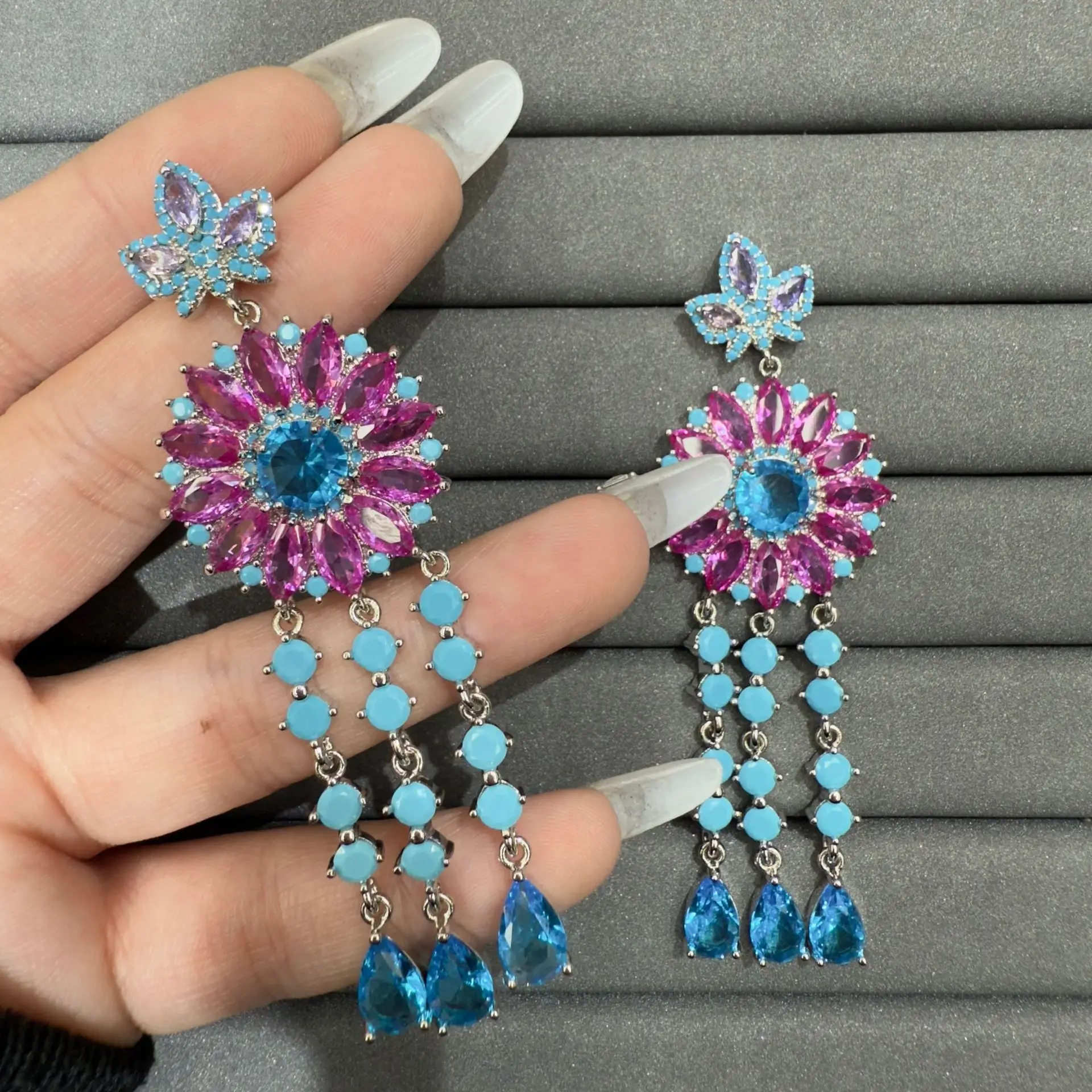 Gorgeous cubic zirconia earrings for women gala event wedding party long earrings flower teardrop chain pink yellow blue fushia
Gorgeous cubic zirconia earrings for women gala event wedding party long earrings flower teardrop chain pink yellow blue fushia