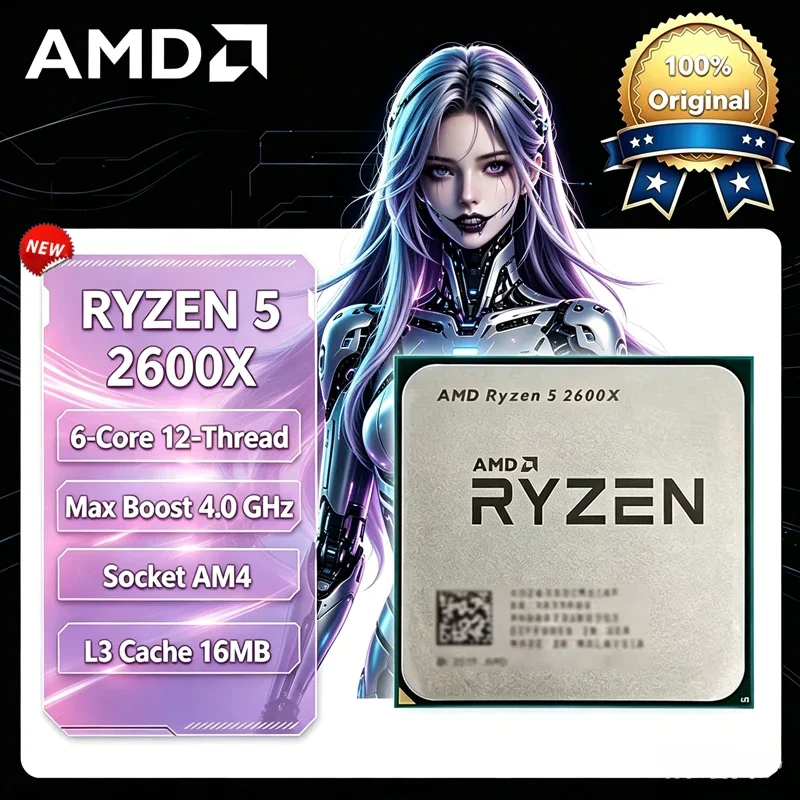 AMD Ryzen 5 2600X R5 2600X Zen Plus 12nm 6 Core 12 Thread 3.6 4.25GHz 16MB L3 Unlock CPU DDR4 PCIe3 Socket AM4 Loose Tray Chip