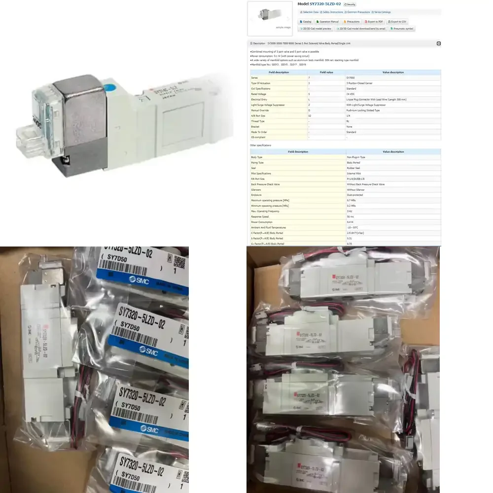 SMC Original SY7320-5LZD-02 NEW Pneumatic Solenoid Valve
SMC Original SY7320-5LZD-02 NEW Pneumatic Solenoid Valve