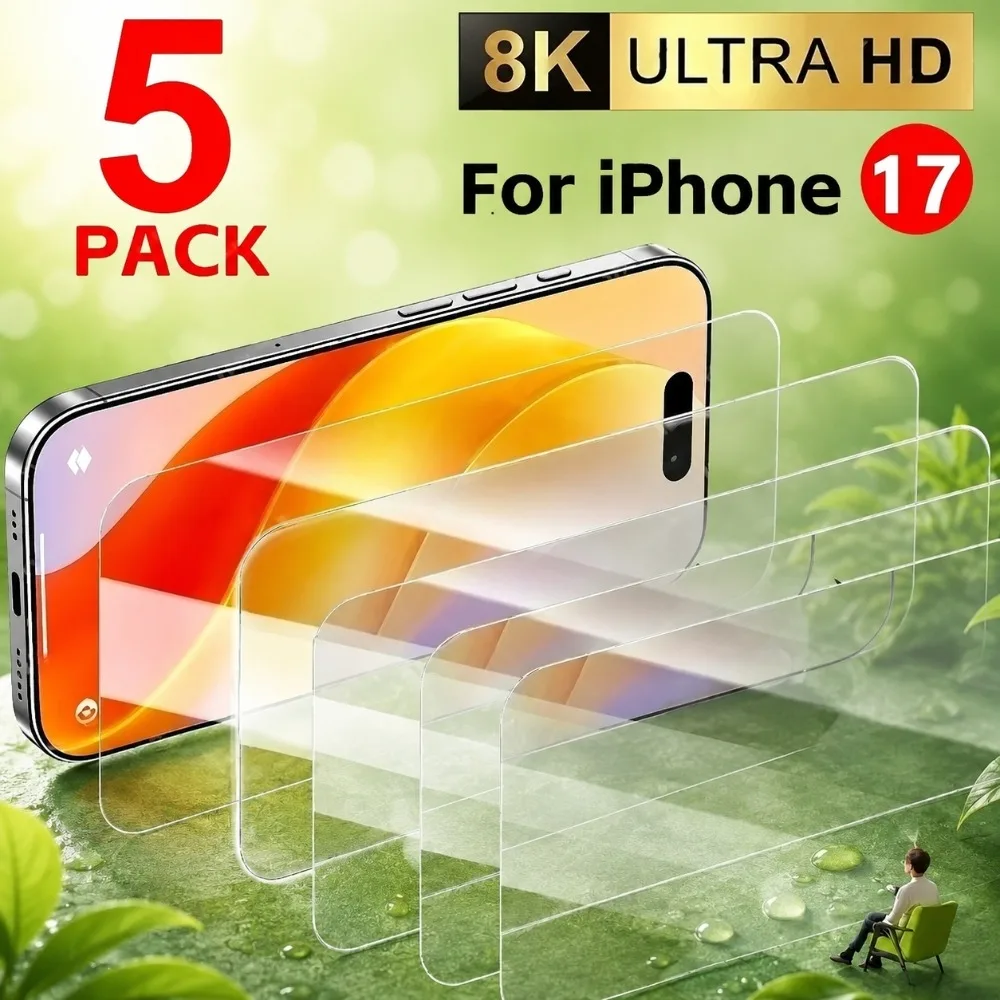 5Pcs Ultra Clear Screen Protector for iPhone 17 16 15 14 Pro Max 17e 16e Air 16 15 Plus 13 12 11 Pro 9H Hardness Tempered Glass
5Pcs Ultra Clear Screen Protector for iPhone 17 16 15 14 Pro Max 17e 16e Air 16 15 Plus 13 12 11 Pro 9H Hardness Tempered Glass