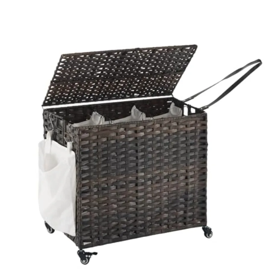 34.3 Gallon 130L Rolling Laundry Hamper with Wheels and Lid 3-Section Rattan-Inspired Clothes Hamper with 3 Removable Liners an
34.3 Gallon 130L Rolling Laundry Hamper with Wheels and Lid 3-Section Rattan-Inspired Clothes Hamper with 3 Removable Liners an