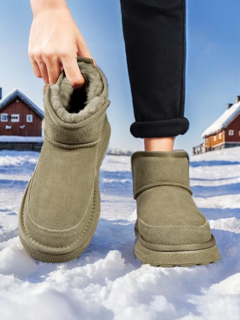 Men's Winter Snow Boots Ultra Warm Fleece Lined Leather And Fur Integrated Anti-Cold Waterproof Non-Slip Cotton Shoes
Men's Winter Snow Boots Ultra Warm Fleece Lined Leather And Fur Integrated Anti-Cold Waterproof Non-Slip Cotton Shoes