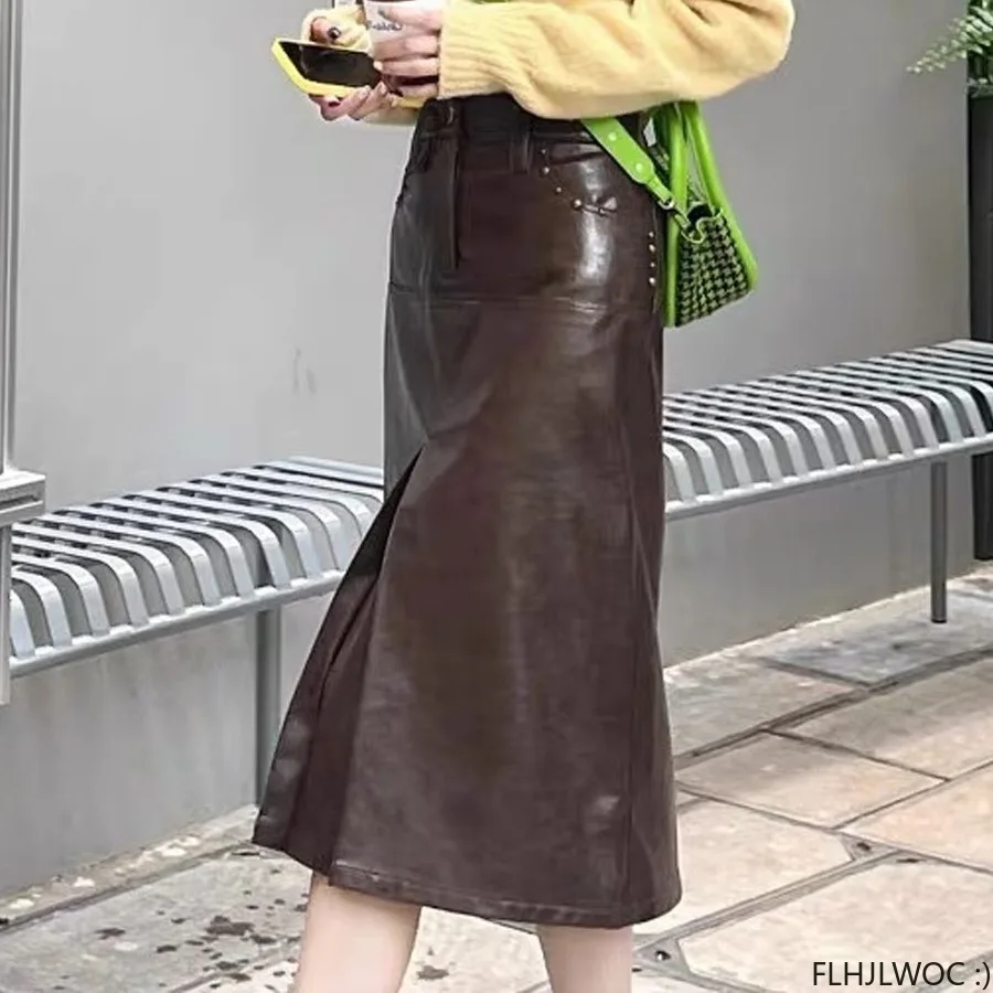 Fake Leather Pu Skirt High Waist Bandage Hip One-Step Retro Temperament Girls Women Solid Fashion Mid-lLength Skirts
Fake Leather Pu Skirt High Waist Bandage Hip One-Step Retro Temperament Girls Women Solid Fashion Mid-lLength Skirts