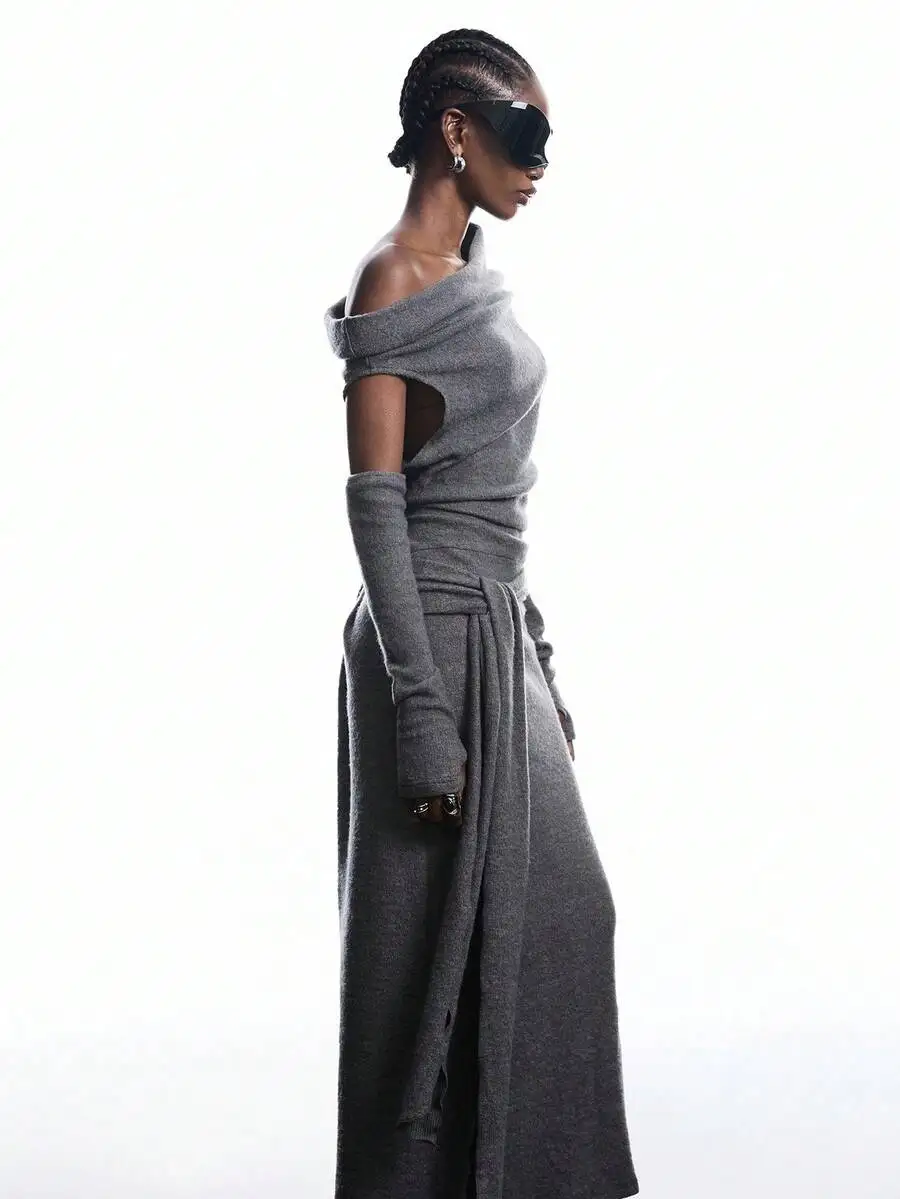 Elegant Solid Color Asymmetric One Shoulder Knit Maxi Dress Draped Style For Going Out Streetwear
Elegant Solid Color Asymmetric One Shoulder Knit Maxi Dress Draped Style For Going Out Streetwear