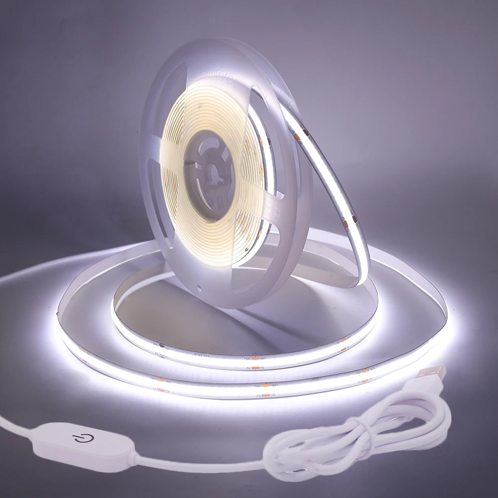 Dimmable COB Strip Light DC 5V USB 320 LEDs/m High Density Flexible LED Tape Linear Lighting Warm Natural White Red Blue Green
Dimmable COB Strip Light DC 5V USB 320 LEDs/m High Density Flexible LED Tape Linear Lighting Warm Natural White Red Blue Green