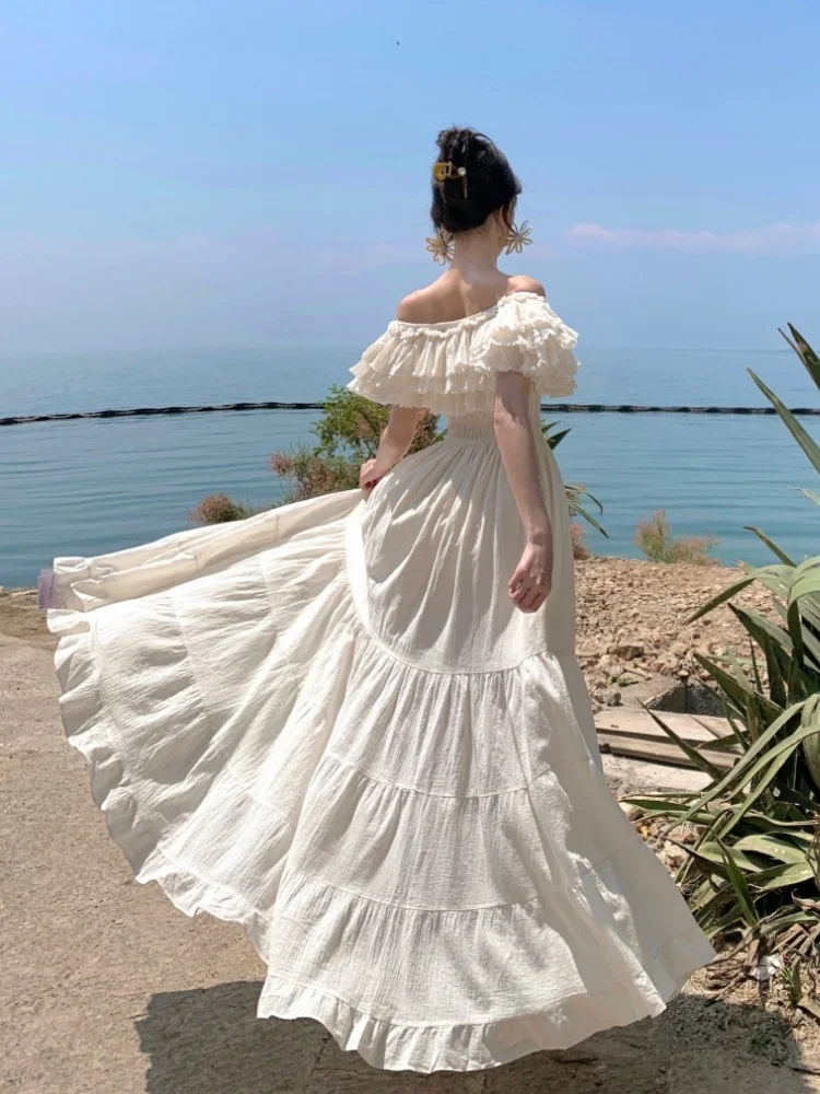 2026 new High-End Pure Cotton French Style Long Dresses Women's Soft Design Ruffle Sexy Slash Neck Party Dresses
2026 new High-End Pure Cotton French Style Long Dresses Women's Soft Design Ruffle Sexy Slash Neck Party Dresses