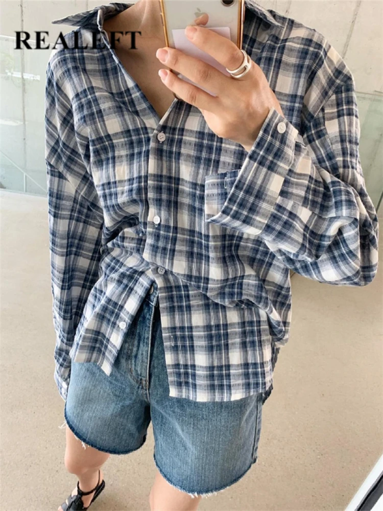 REALEFT Spring Vintage Plaid Women's Blouse 2022 New Long Sleeve Single Breasted Casual Loose Shirts Chic Tops Female
REALEFT Spring Vintage Plaid Women's Blouse 2022 New Long Sleeve Single Breasted Casual Loose Shirts Chic Tops Female