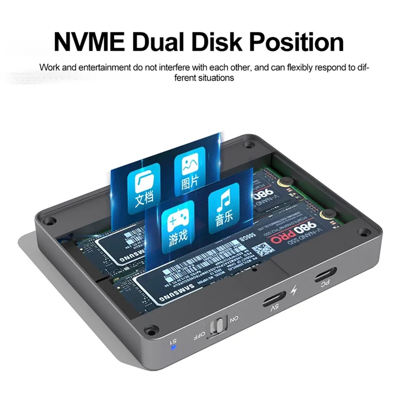 M.2 Корпус Nvme SSD Протокол PCIE NVME с двумя отсеками 10 Гбит/с USB C 3.2 GEN2 Корпус внешнего жесткого диска M. 2 2280/60/42/30
M.2 Корпус Nvme SSD Протокол PCIE NVME с двумя отсеками 10 Гбит/с USB C 3.2 GEN2 Корпус внешнего жесткого диска M. 2 2280/60/42/30
