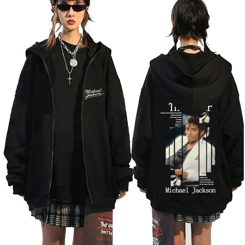Classic Michael Jackson Thriller Album Graphic Zipper Hoodie Men Women Retro Gothic Rock Oversized Zip Up Jacket Coat Streetwear
Classic Michael Jackson Thriller Album Graphic Zipper Hoodie Men Women Retro Gothic Rock Oversized Zip Up Jacket Coat Streetwear