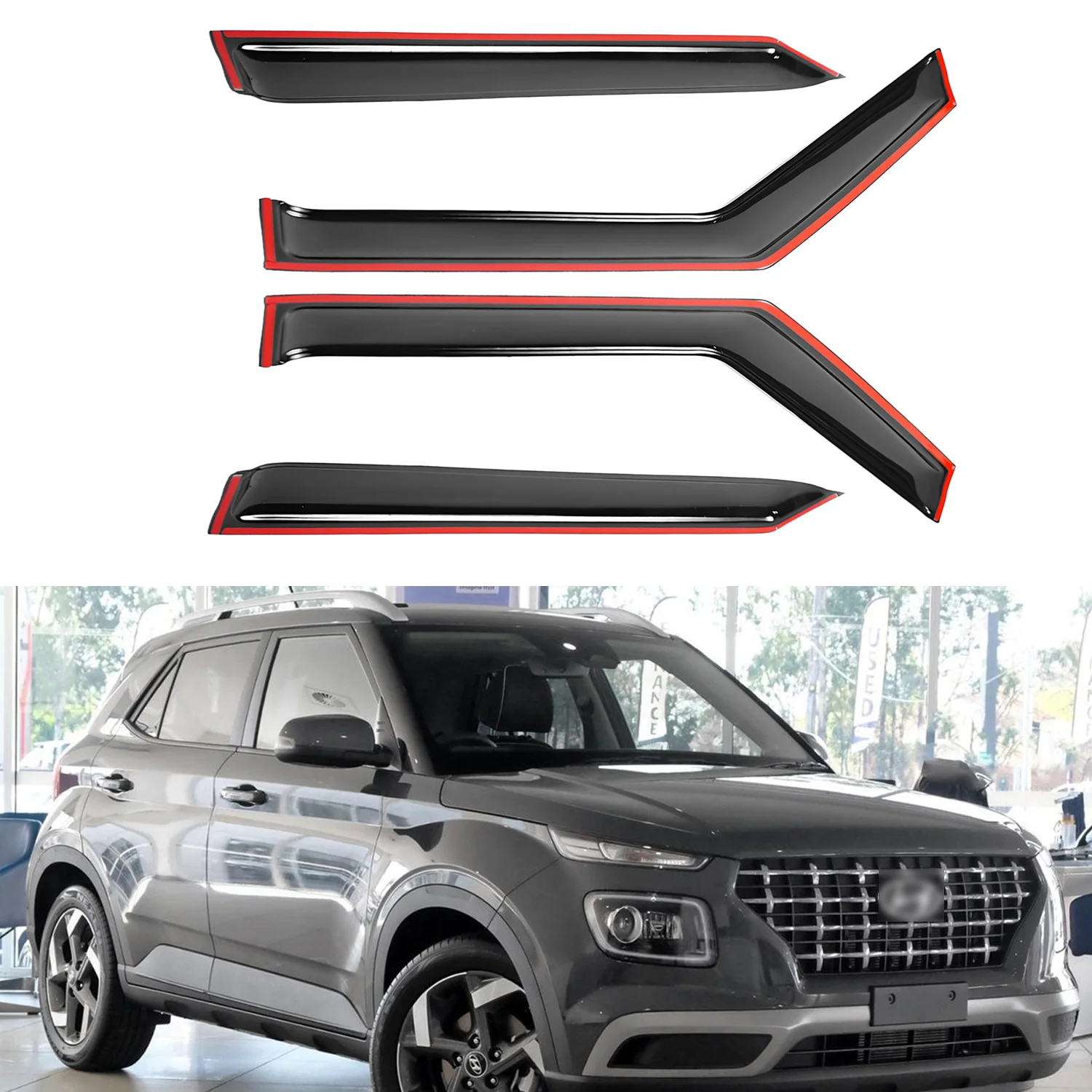 For Hyundai Venue 4 Door 2020-2024 Tinted Wind Deflectors 4pcs Set Outside Mount Window Visor Sun Rain Vent Guards No Drain Slots
For Hyundai Venue 4 Door 2020-2024 Tinted Wind Deflectors 4pcs Set Outside Mount Window Visor Sun Rain Vent Guards No Drain Slots