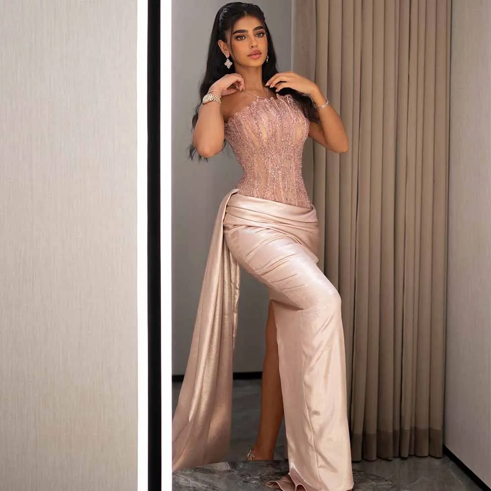 Роскошные платья для выпускного вечера в Дубае 2025, атласное платье-футляр/колонна, платье знаменитости розового цвета без бретелек, кружевное драпированное длинное вечернее платье с разрезом
Роскошные платья для выпускного вечера в Дубае 2025, атласное платье-футляр/колонна, платье знаменитости розового цвета без бретелек, кружевное драпированное длинное вечернее платье с разрезом