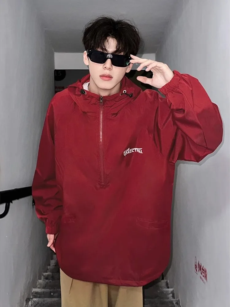 Red Half Zipper Jacket Men's Autumn High Sensation Cool Outdoor Sports Climbing Suit with Hood Polyester Long Sleeve Jacket
Red Half Zipper Jacket Men's Autumn High Sensation Cool Outdoor Sports Climbing Suit with Hood Polyester Long Sleeve Jacket