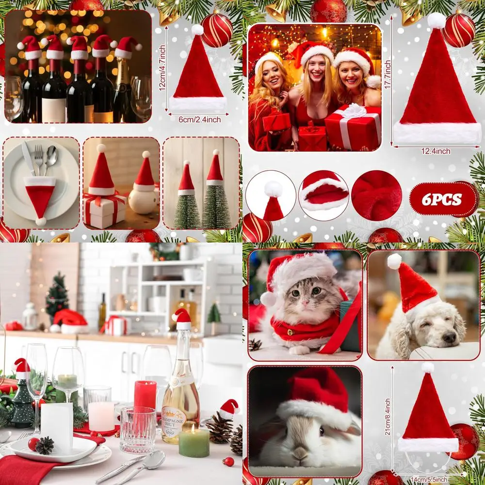 28-Piece Santa Hat Set: Plush Red Hats for Christmas Party, Adults, Pets, Wine Bottles & Chair Covers
28-Piece Santa Hat Set: Plush Red Hats for Christmas Party, Adults, Pets, Wine Bottles & Chair Covers