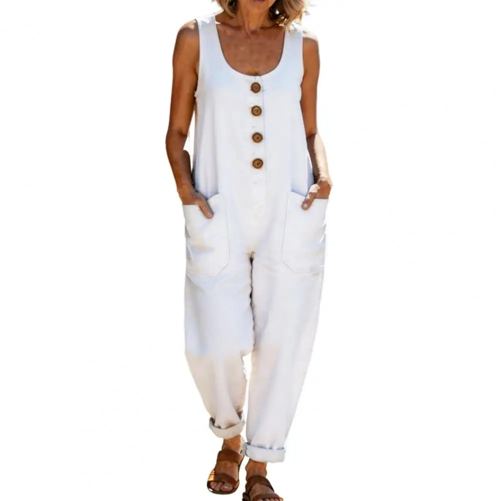 Wide Leg Jumpsuit Summer Jumpsuit for Women Button-up Wide Leg Rompers Beach Overalls with Pockets Long Loose Pants U-neck
Wide Leg Jumpsuit Summer Jumpsuit for Women Button-up Wide Leg Rompers Beach Overalls with Pockets Long Loose Pants U-neck