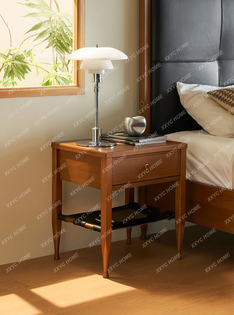 Bedside table solid wood retro simple leather bedroom storage bedside table
Bedside table solid wood retro simple leather bedroom storage bedside table
