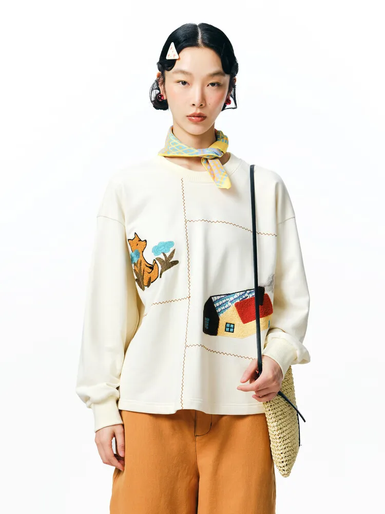 MOVEUP Long Sleeved Round Neck Sweatshirt For Autumn Cartoon Embroidery Wavy Line Minimalist Pullover Top For Women 3EWQ11438
MOVEUP Long Sleeved Round Neck Sweatshirt For Autumn Cartoon Embroidery Wavy Line Minimalist Pullover Top For Women 3EWQ11438