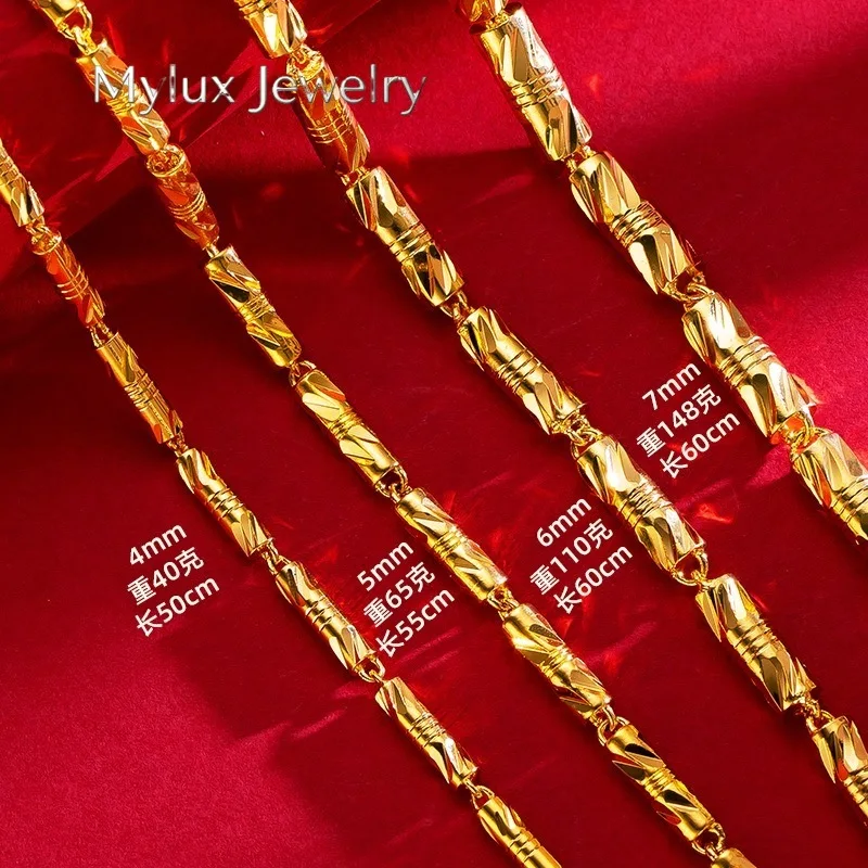 Mylux Jewelry 24K gold cylindrical double bamboo necklace 9999 real gold men's and women's solid color bamboo knot gold jewelry
Mylux Jewelry 24K gold cylindrical double bamboo necklace 9999 real gold men's and women's solid color bamboo knot gold jewelry