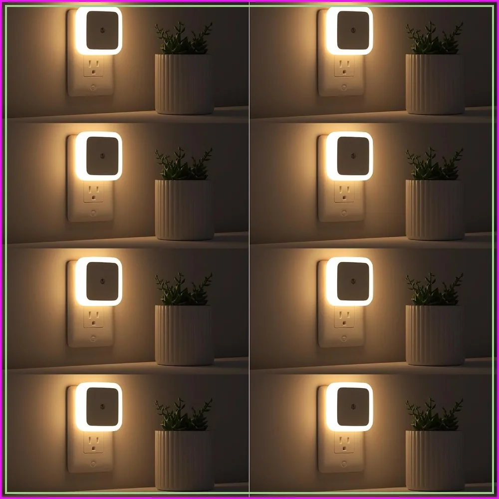 8 Pack Plug-in Night Lights with Dusk to Dawn Sensor, Warm White LED Auto On/Off, Energy Saving 0.5W
8 Pack Plug-in Night Lights with Dusk to Dawn Sensor, Warm White LED Auto On/Off, Energy Saving 0.5W