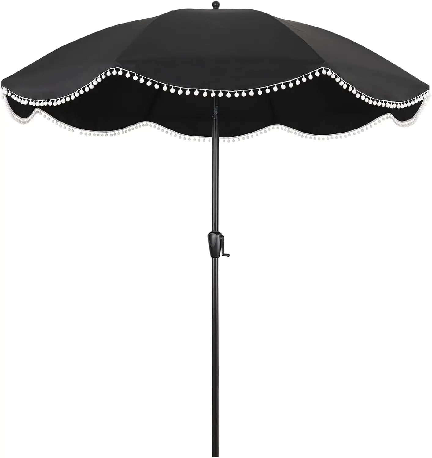 9' Black Canopy Patio Umbrella with White Fringe, Sturdy Frame for Deck and Backyard
9' Black Canopy Patio Umbrella with White Fringe, Sturdy Frame for Deck and Backyard