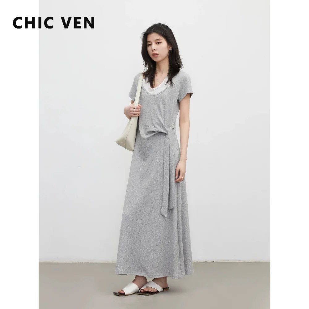 CHIC VEN Korean Women Dresses Pullover Loose Casual Halter Strap Patchwork Straps Female Short Sleeved Dress Spring Summer 2026
CHIC VEN Korean Women Dresses Pullover Loose Casual Halter Strap Patchwork Straps Female Short Sleeved Dress Spring Summer 2026