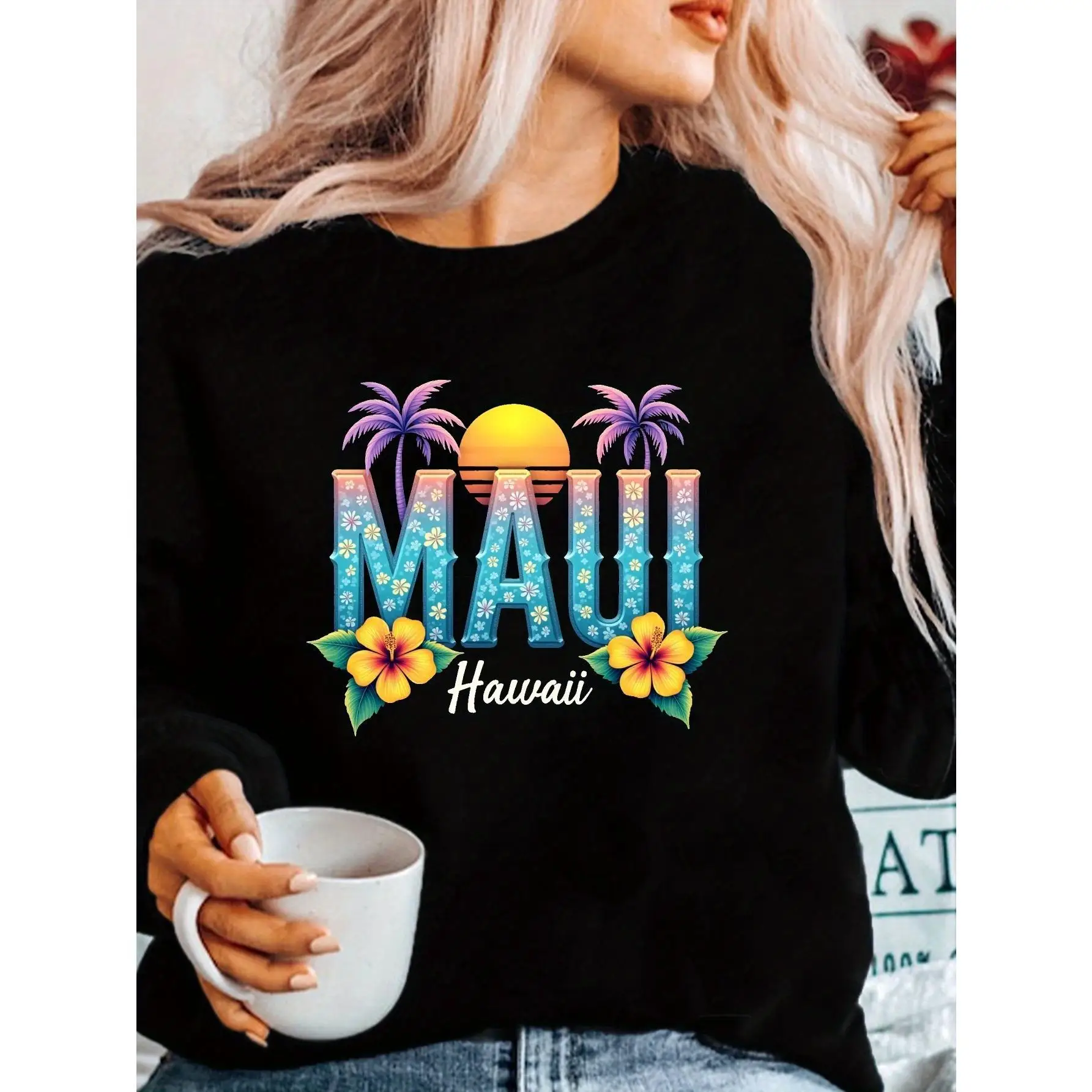 Maui Hawaii Sweatshirt Women Tropical Beach Graphic Pullover Vacation Palm Tree Hibiscus Sunset Cotton Top Souvenir Gift
Maui Hawaii Sweatshirt Women Tropical Beach Graphic Pullover Vacation Palm Tree Hibiscus Sunset Cotton Top Souvenir Gift