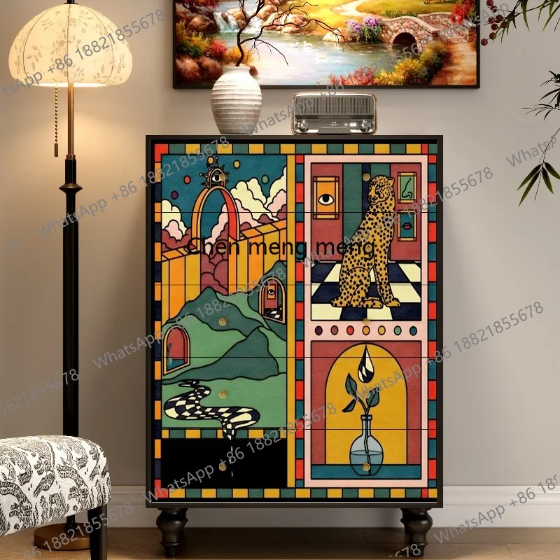 All solid wood French retro entrance cabinet, drawer cabinet, painted art storage
All solid wood French retro entrance cabinet, drawer cabinet, painted art storage