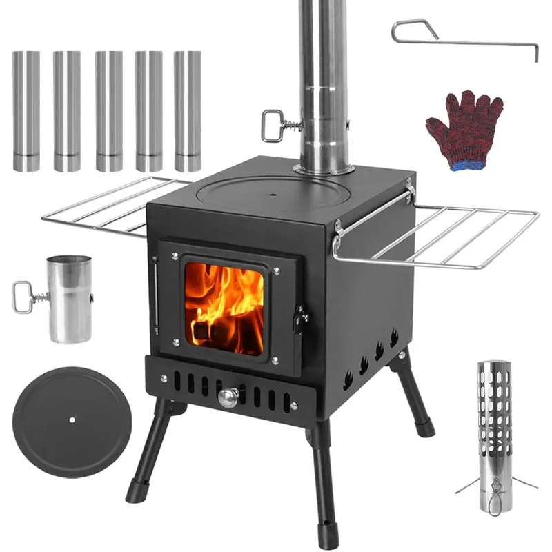 Wood Stove With Chimney Pipes, Small Camping Wood Stove With Anti-Spark and Adjustment Pipe for Hunting,fishing,Cooking,Heating
Wood Stove With Chimney Pipes, Small Camping Wood Stove With Anti-Spark and Adjustment Pipe for Hunting,fishing,Cooking,Heating