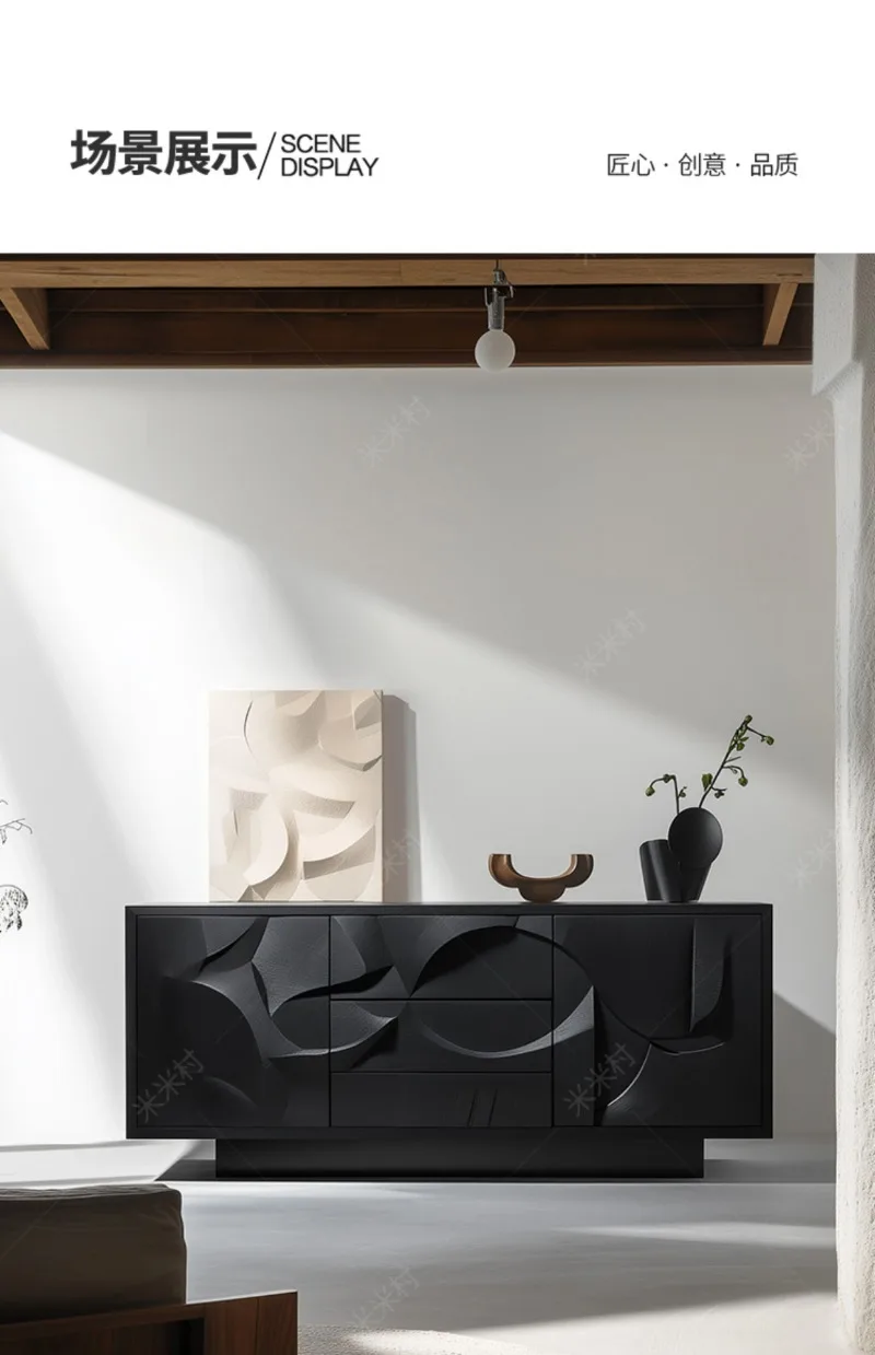 Nordic art dining side cabinet, black retro storage, wabi-sabi high-end solid wood porch cabinet
Nordic art dining side cabinet, black retro storage, wabi-sabi high-end solid wood porch cabinet