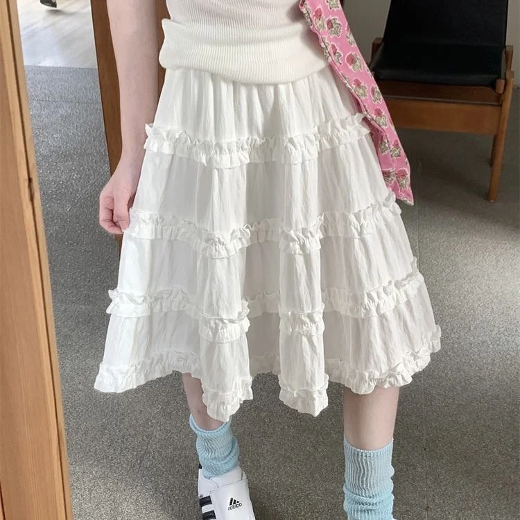 Summer New Sweet Half Skirt High Waist Gumpf Ruffle Cake Style Polyester Fiber Women's Fashion Skirt Slimming Midi Skirt
Summer New Sweet Half Skirt High Waist Gumpf Ruffle Cake Style Polyester Fiber Women's Fashion Skirt Slimming Midi Skirt
