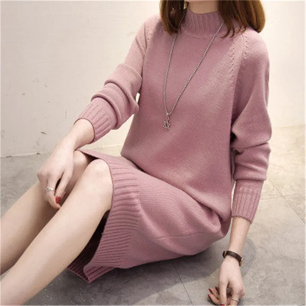 Autumn Winter New Fashion Half-high Collar Long Knitted Pullovers Lady Warm Sweater dress 2025 Korean Women Sweaters Pullover
Autumn Winter New Fashion Half-high Collar Long Knitted Pullovers Lady Warm Sweater dress 2025 Korean Women Sweaters Pullover