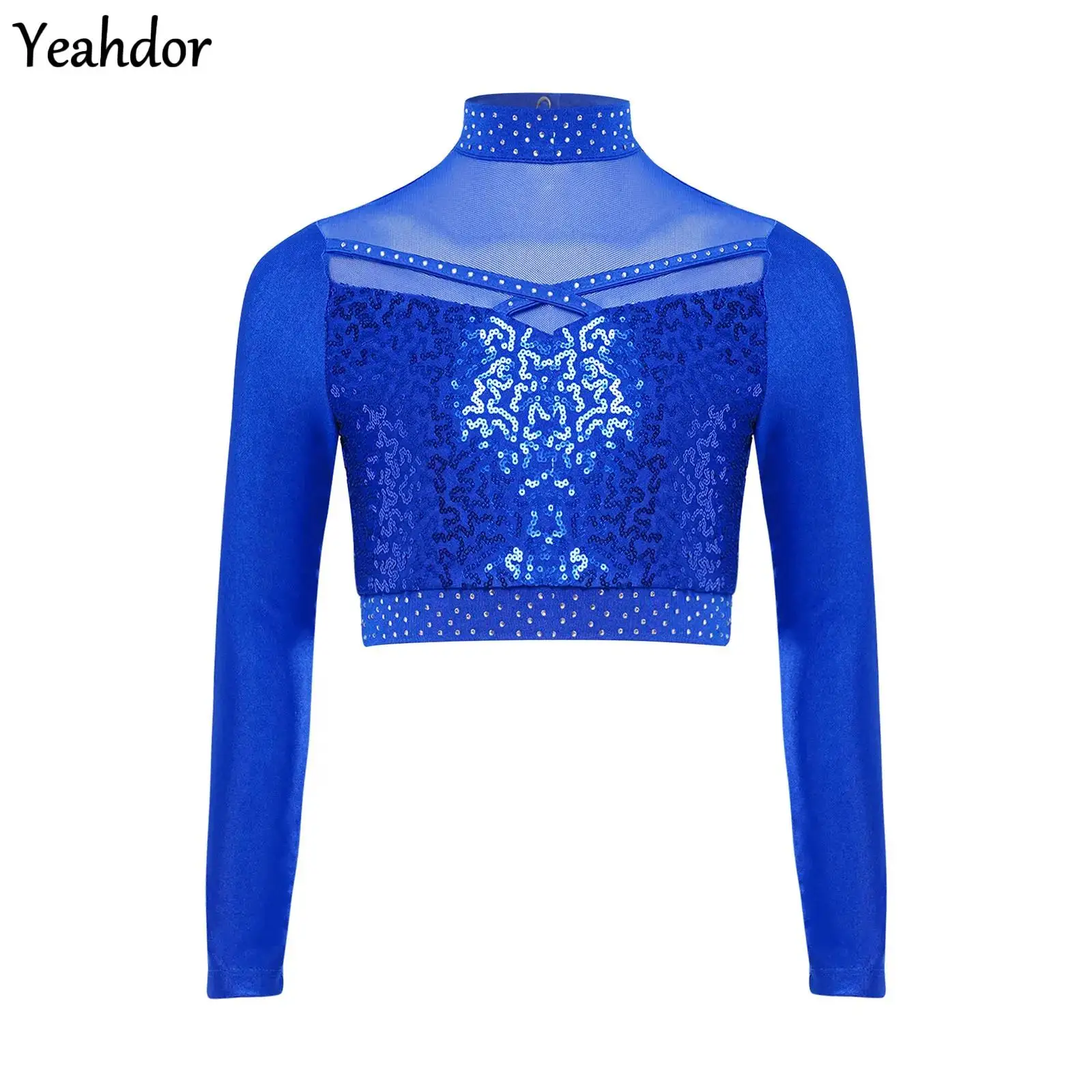 Girls Lyrical Dance Tops Shiny Sequin Jazz Hip-hop Dance Crop Top Long Sleeve Sheer Mesh Rhinestones Figure Skating Top Costume
Girls Lyrical Dance Tops Shiny Sequin Jazz Hip-hop Dance Crop Top Long Sleeve Sheer Mesh Rhinestones Figure Skating Top Costume