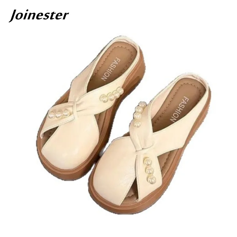 Women Fashion Summer Slipper with Artificial Pearls Trifle Heel Round Toe Pull on Mules for Girls Outdoor Casual Platform Slides
Women Fashion Summer Slipper with Artificial Pearls Trifle Heel Round Toe Pull on Mules for Girls Outdoor Casual Platform Slides