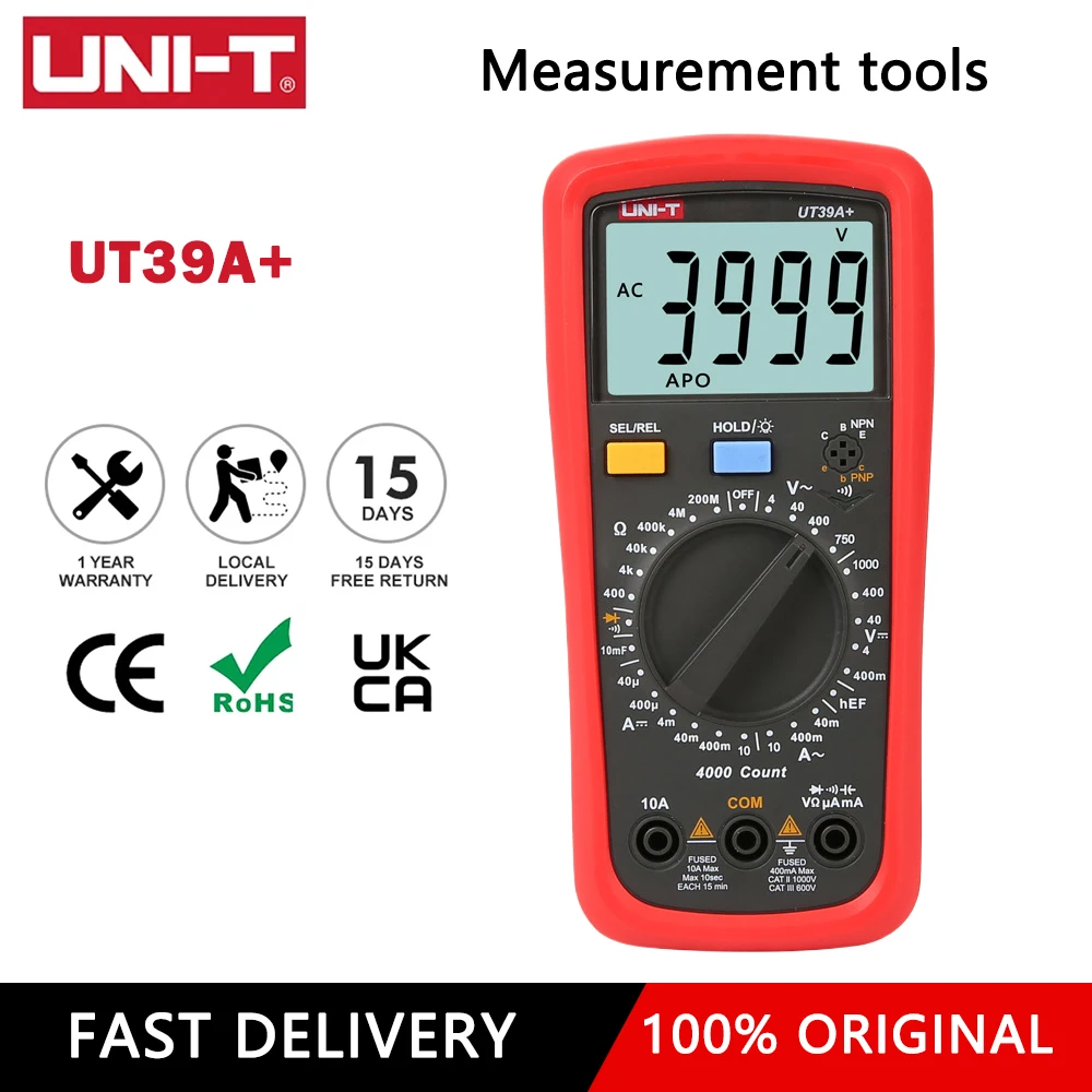 UNI T Digital Multimeter UT39A+ UT39C+ Digital With LCD Backlight Data Hold Manual Range Electrician Multimetro Capacitor Tester
UNI T Digital Multimeter UT39A+ UT39C+ Digital With LCD Backlight Data Hold Manual Range Electrician Multimetro Capacitor Tester