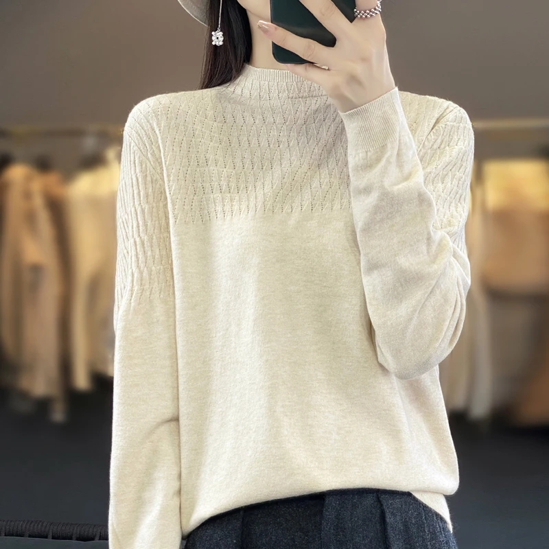 Fall/Winter 2023 new women's sweater, warm cashmere sweater, loose plus-size top, semi-turtleneck knit bottom shirt
Fall/Winter 2023 new women's sweater, warm cashmere sweater, loose plus-size top, semi-turtleneck knit bottom shirt