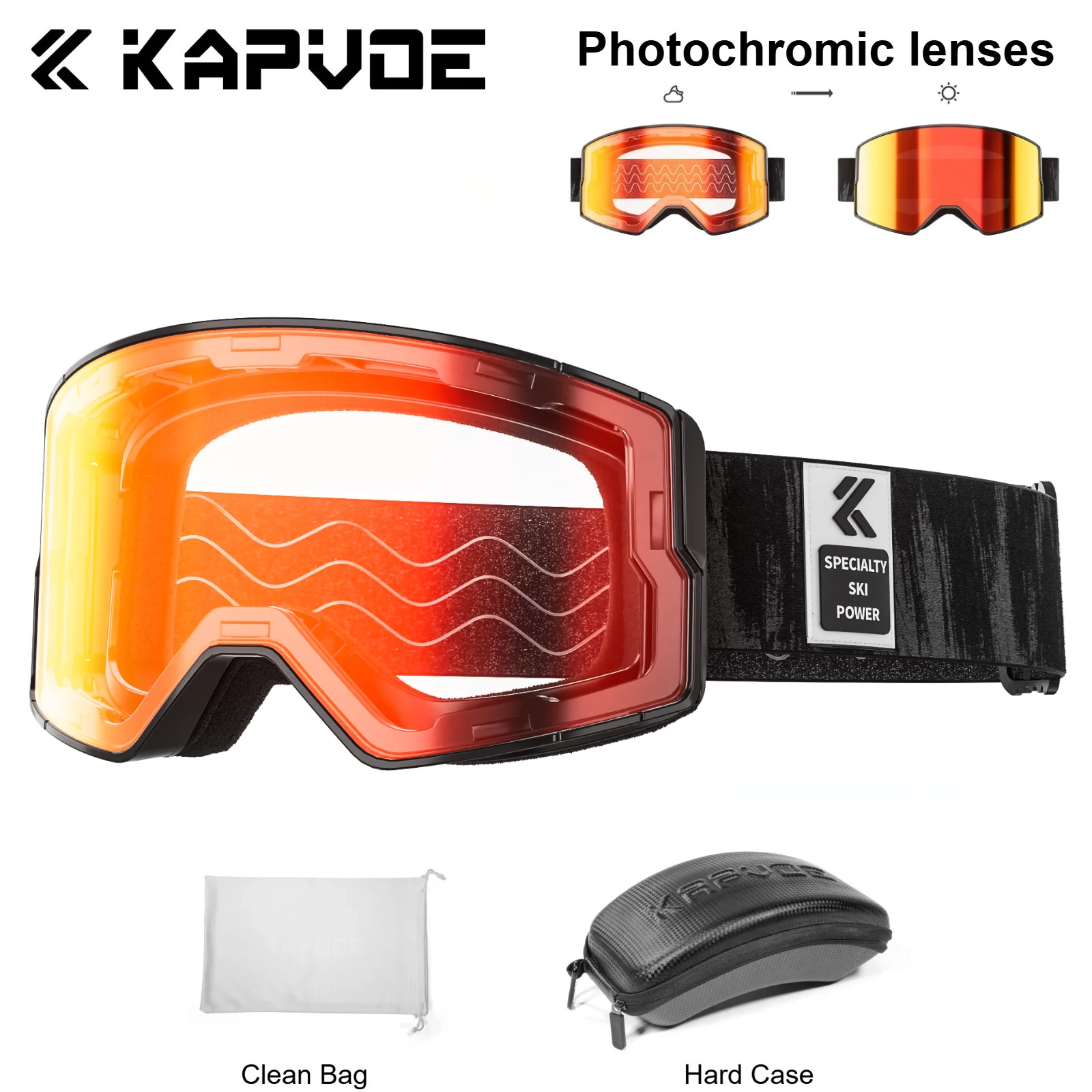 Kapvoe Photochromic Snow Goggle with Box Ski Sunglasses for Men Snowboard Anti-Fog Mask Women Eyewear Kit UV400 Winter Sports
Kapvoe Photochromic Snow Goggle with Box Ski Sunglasses for Men Snowboard Anti-Fog Mask Women Eyewear Kit UV400 Winter Sports