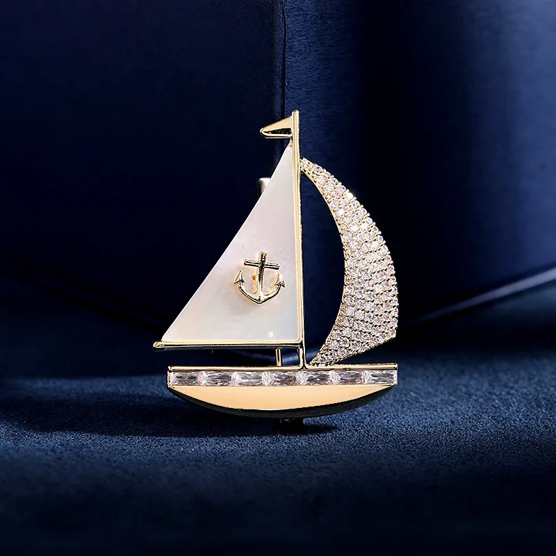 Korean Fashion Autumn Winter Clothing Mother-of-Pearl Zircon Inlaid High-End Brooch Smooth Sailing Creative Design Sailboat Broo
Korean Fashion Autumn Winter Clothing Mother-of-Pearl Zircon Inlaid High-End Brooch Smooth Sailing Creative Design Sailboat Broo