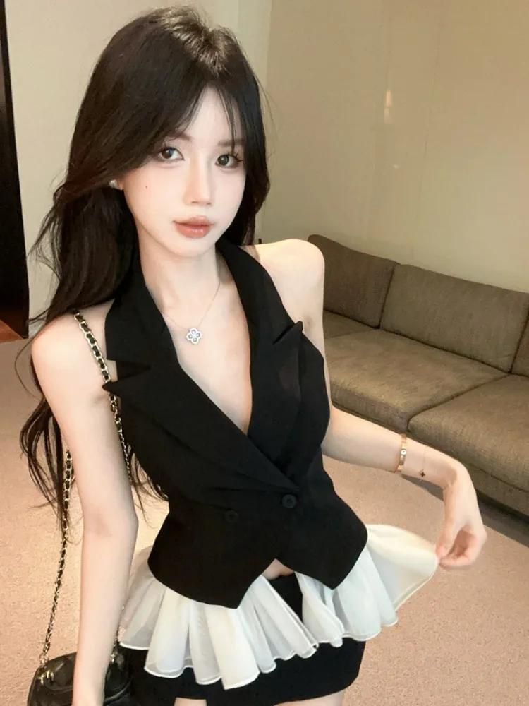 Sexy Backless Color Block Neck Hanging Vest Women's Summer New Suit Unisex Removable Tassel Citywalk Suitable Small Backless ...
Sexy Backless Color Block Neck Hanging Vest Women's Summer New Suit Unisex Removable Tassel Citywalk Suitable Small Backless ...