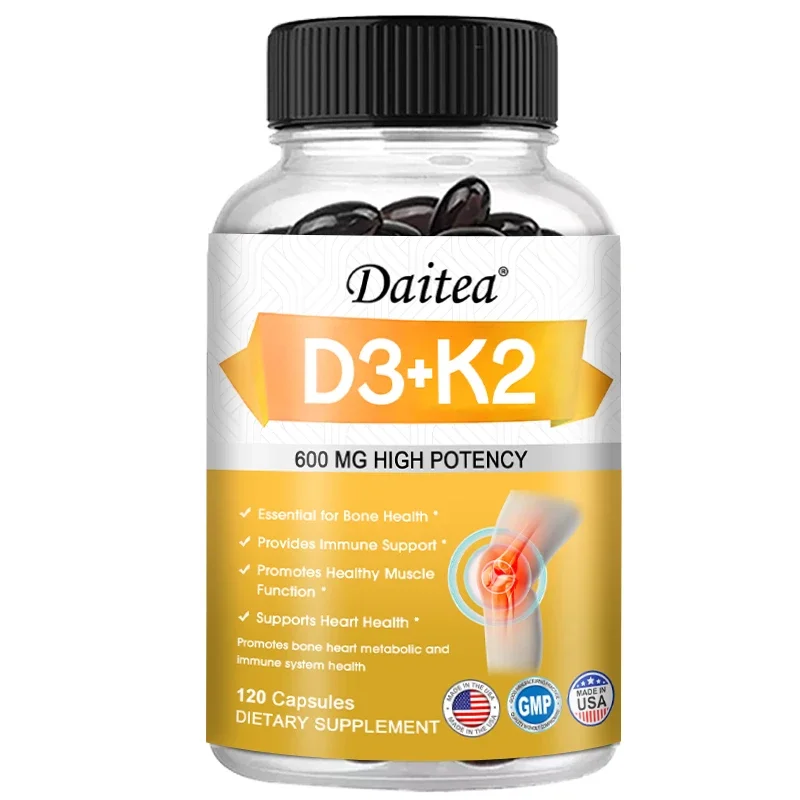 Vitamin D3+K2 Supplement - 120Capsules | 300mcg K2 MK7 & 5000 IU D3, Supports Bone, Teeth and Heart Health
Vitamin D3+K2 Supplement - 120Capsules | 300mcg K2 MK7 & 5000 IU D3, Supports Bone, Teeth and Heart Health