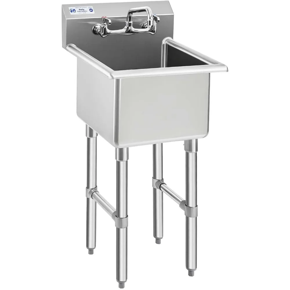 Commercial Single Bowl NSF Prep Utility Sink with 8 Inch Faucet 15 by 15 by 12 Inch for Bar Restaurant Kitchen Hotel Home
Commercial Single Bowl NSF Prep Utility Sink with 8 Inch Faucet 15 by 15 by 12 Inch for Bar Restaurant Kitchen Hotel Home