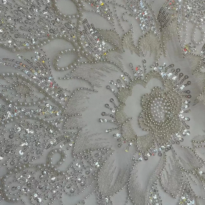 Latest Gorgeous Handmade Beads Luxury Nigerian Sequins Mesh White Lace Fabric TS2089
Latest Gorgeous Handmade Beads Luxury Nigerian Sequins Mesh White Lace Fabric TS2089