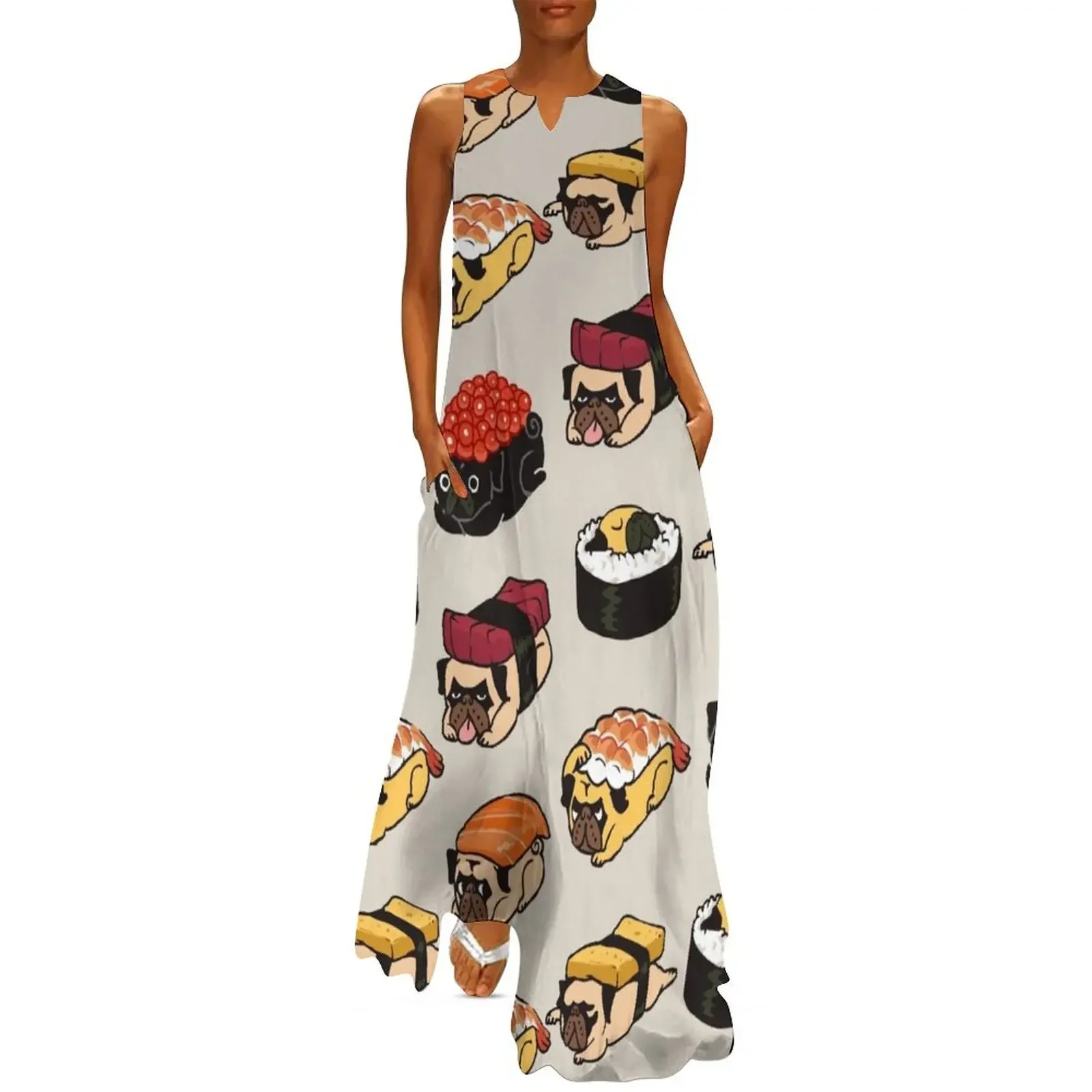 Sushi Pug Long Dress Female dress women dress women's elegant loose dresses
Sushi Pug Long Dress Female dress women dress women's elegant loose dresses