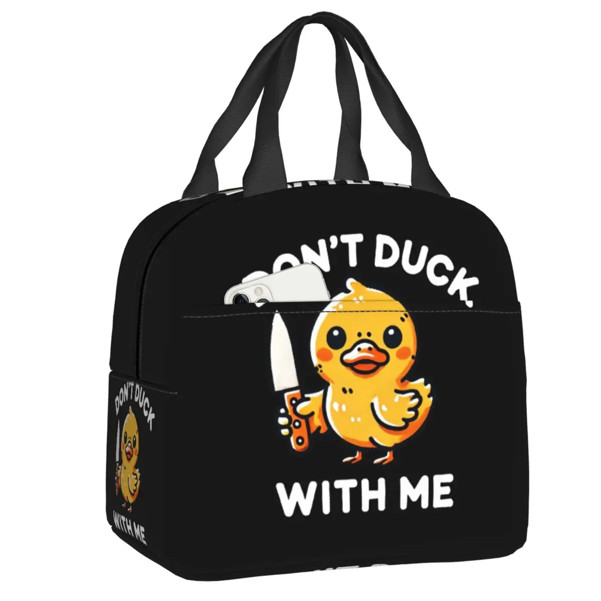 Custom Don't Duck With Me Thermal Insulated Lunch Bag Women Portable Lunch Tote for Outdoor Picnic Storage Food Bento Box
Custom Don't Duck With Me Thermal Insulated Lunch Bag Women Portable Lunch Tote for Outdoor Picnic Storage Food Bento Box